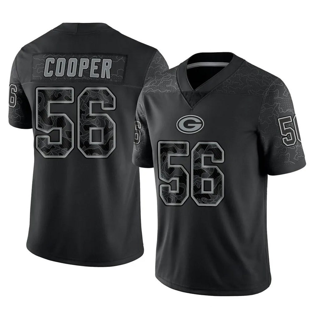 Davalo GB.Packers #56 Edgerrin Cooper Player Black Reflective Limited Home Game Stitched Jerseys