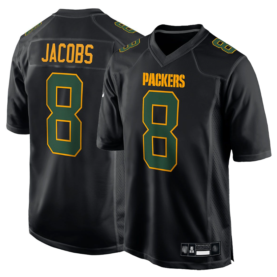 Davalo GB.Packers #8 Josh Jacobs Player Black Fashion Game Stitched Jerseys