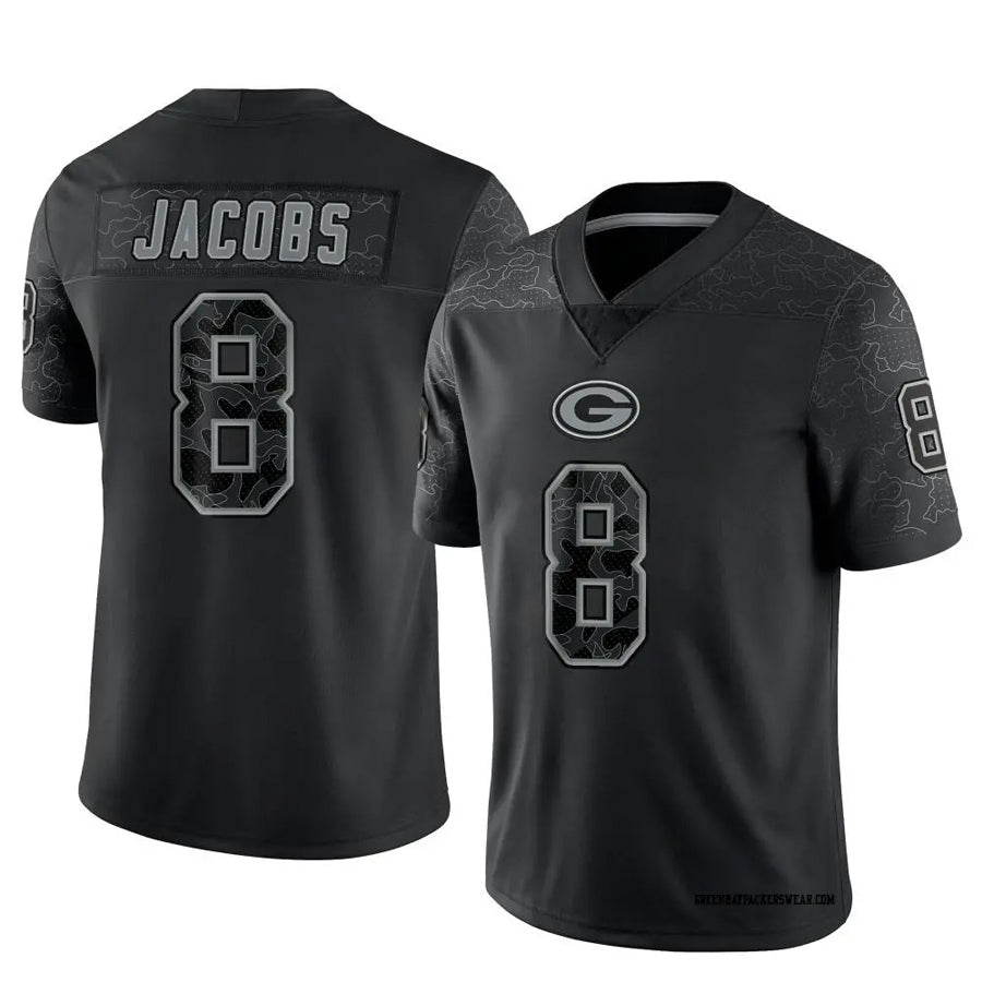 Davalo GB.Packers #8 Josh Jacobs Player Black RFLCTV Limited Stitched Jerseys