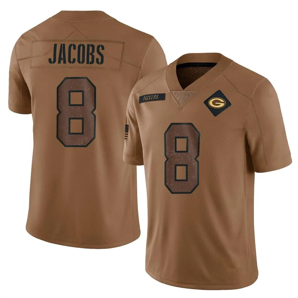 Davalo GB.Packers #8 Josh Jacobs Player Brown Salute To Service Limited Stitched Jerseys