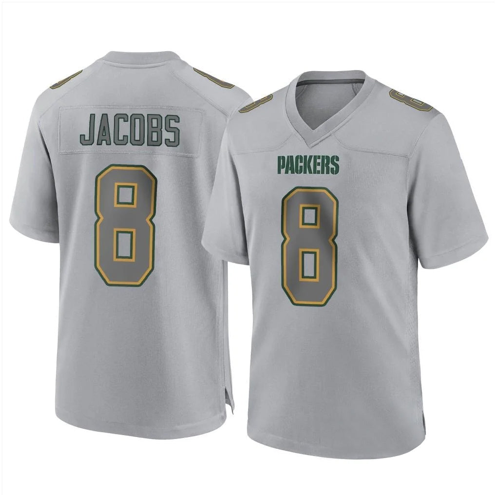 Davalo GB.Packers #8 Josh Jacobs Player Gray Atmosphere Fashion Home Game Stitched Jerseys