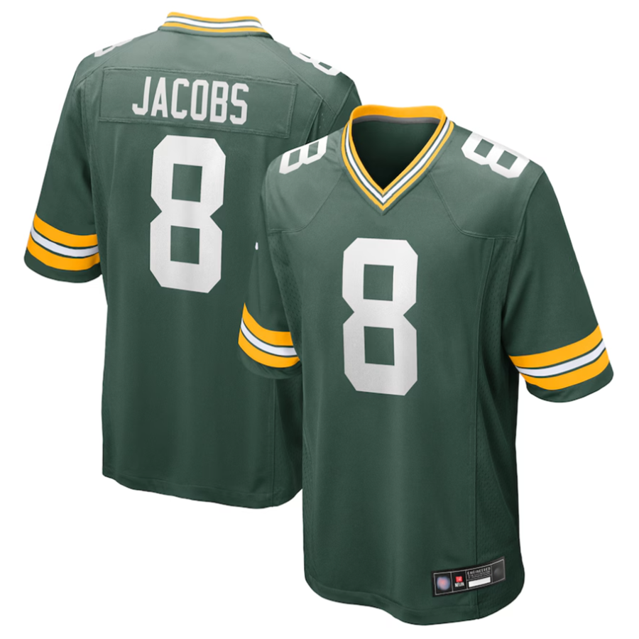 Davalo GB.Packers #8 Josh Jacobs Player Green Replica Game Stitched Jerseys