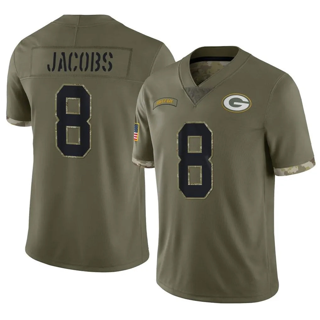 Davalo GB.Packers #8 Josh Jacobs Player Olive Salute To Service Limited Stitched Jerseys