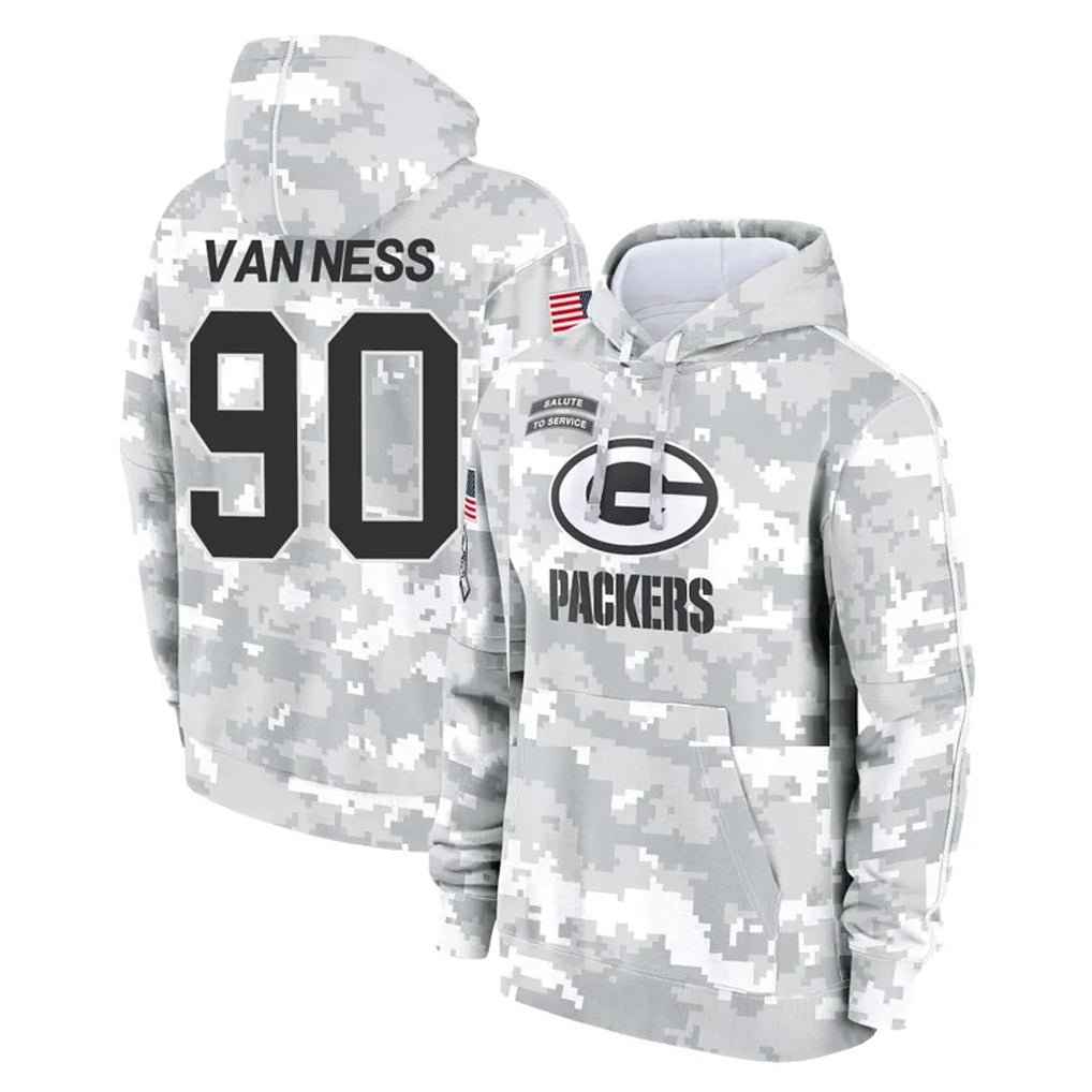Davalo GB.Packers #90 Lukas Van Ness Player Arctic Camo Salute to Service Hoodies Limited Game Stitched Jerseys