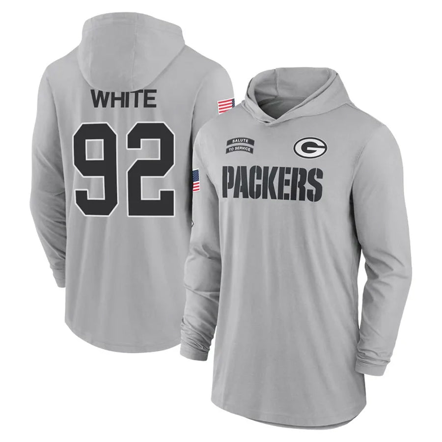 Davalo GB.Packers #92 Reggie White Player Gray Hoodies Game Stitched Jerseys