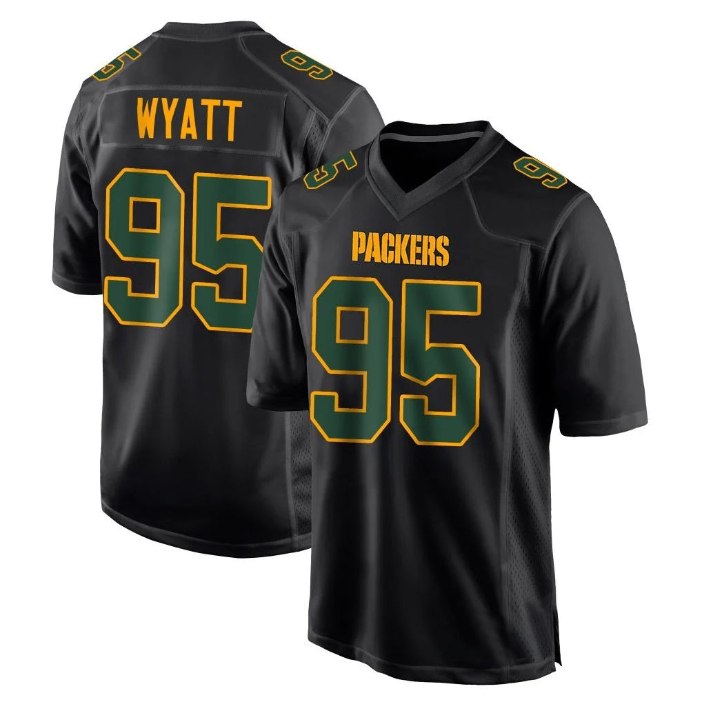 Davalo GB.Packers #95 Devonte Wyatt Player Black Fashion Home Game Stitched Jerseys