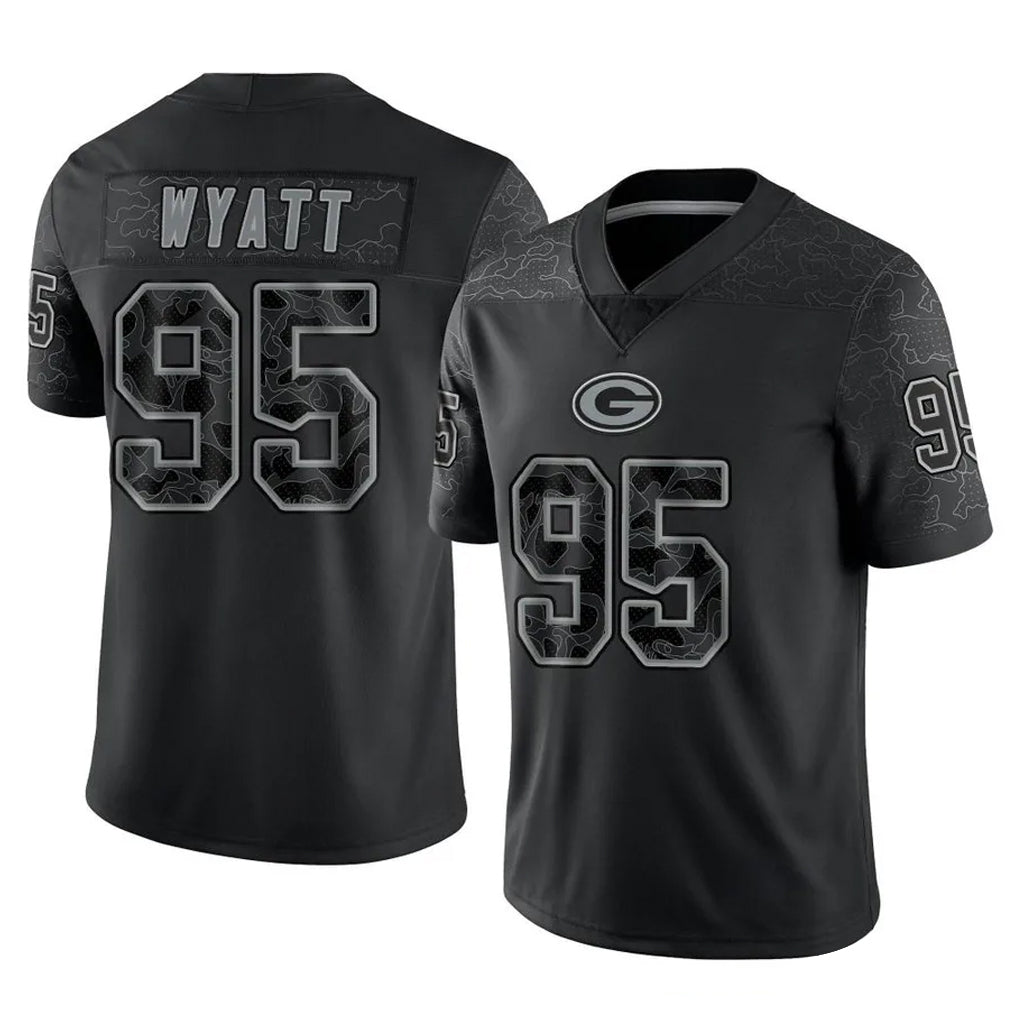 Davalo GB.Packers #95 Devonte Wyatt Player Black Reflective Limited Home Game Stitched Jerseys