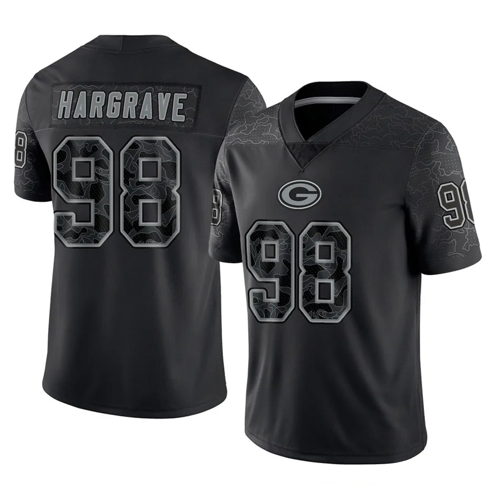 Davalo GB.Packers #98 Javon Hargrave Player Black Reflective Limited Home Game Stitched Jerseys