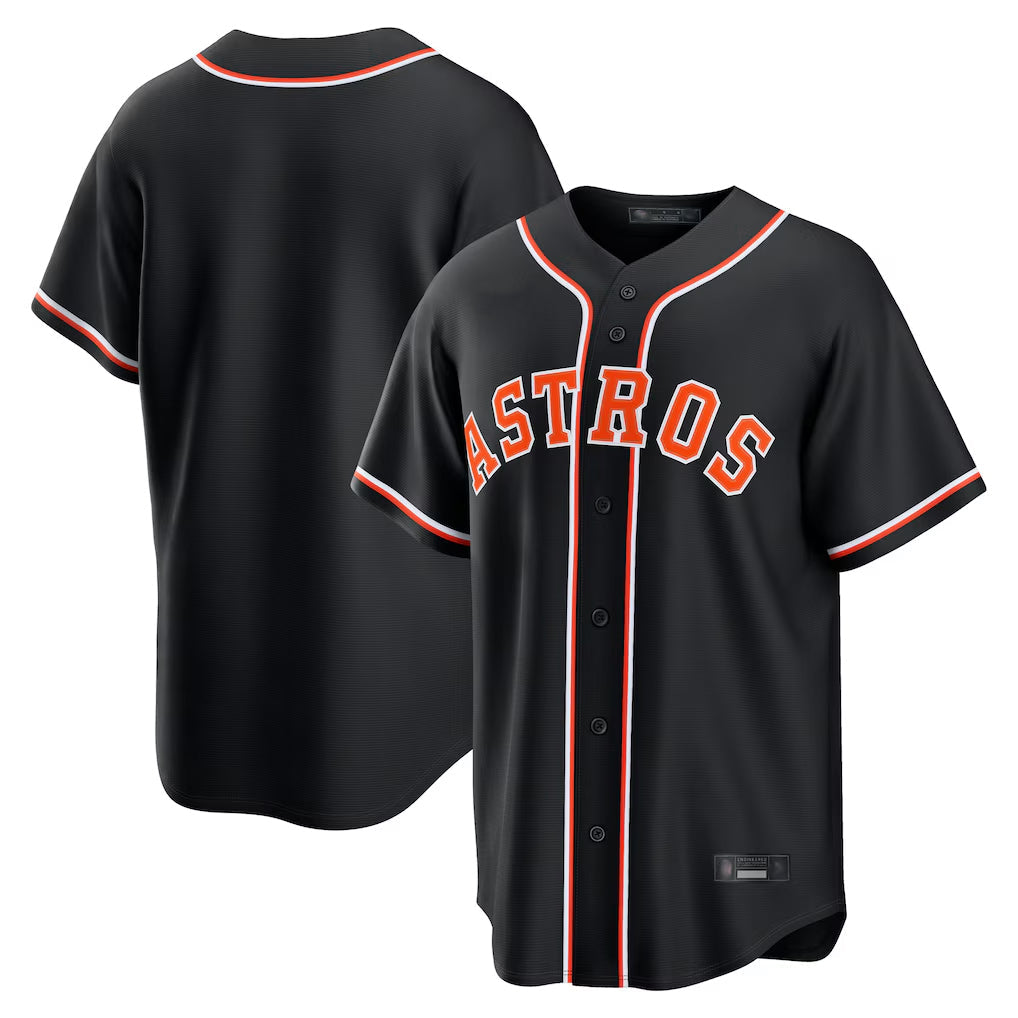 Davalo H.Astros Black Fashion Out Home Game Blank Player Stitched Jerseys