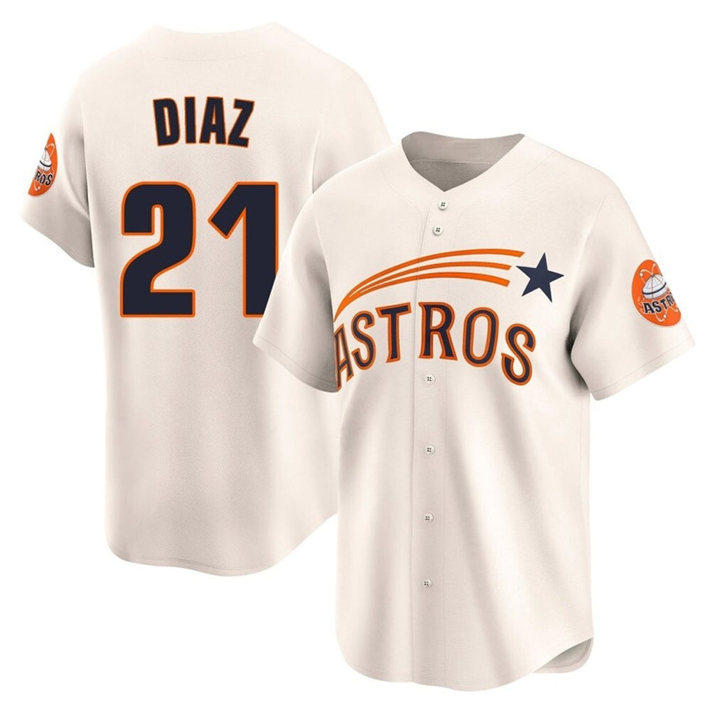 Davalo H.Astros #21 Yainer Diaz Player Cream Throwback Cooperstown Collection Limited Stitched Jerseys