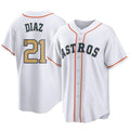 Davalo H.Astros #21 Yainer Diaz Player Gold Collection Game Home Stitched Jerseys