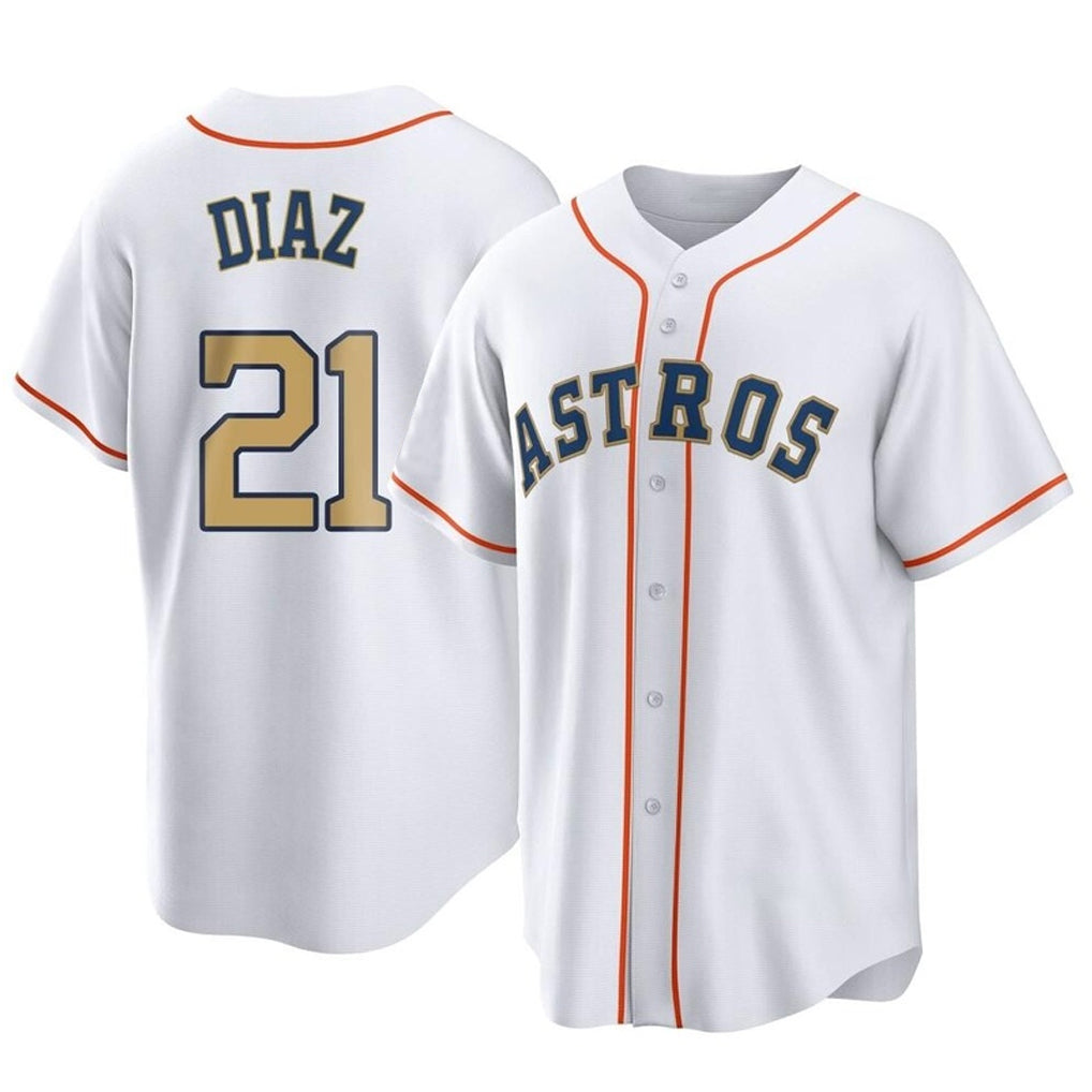 Davalo H.Astros #21 Yainer Diaz Player Gold Collection Game Home Stitched Jerseys