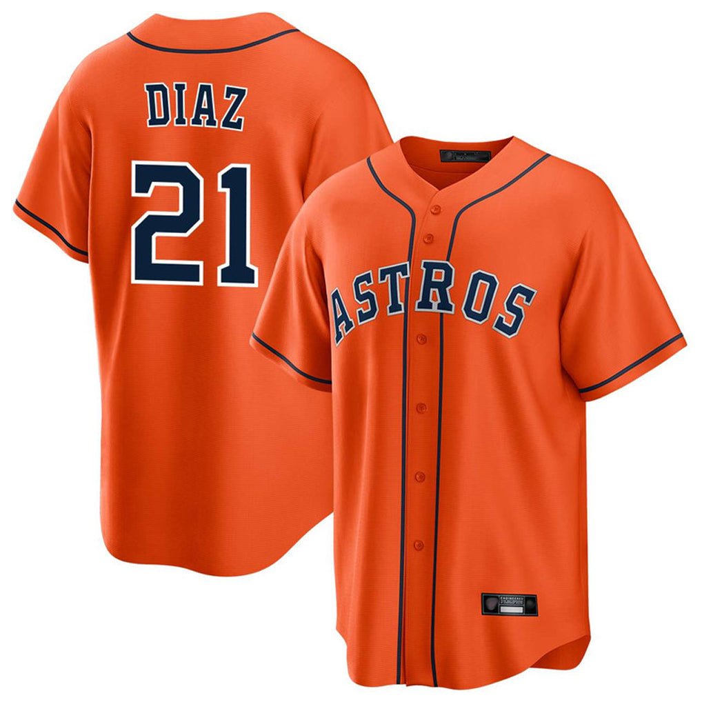 Davalo H.Astros #21 Yainer Diaz Player Orange Home Game Stitched Jerseys