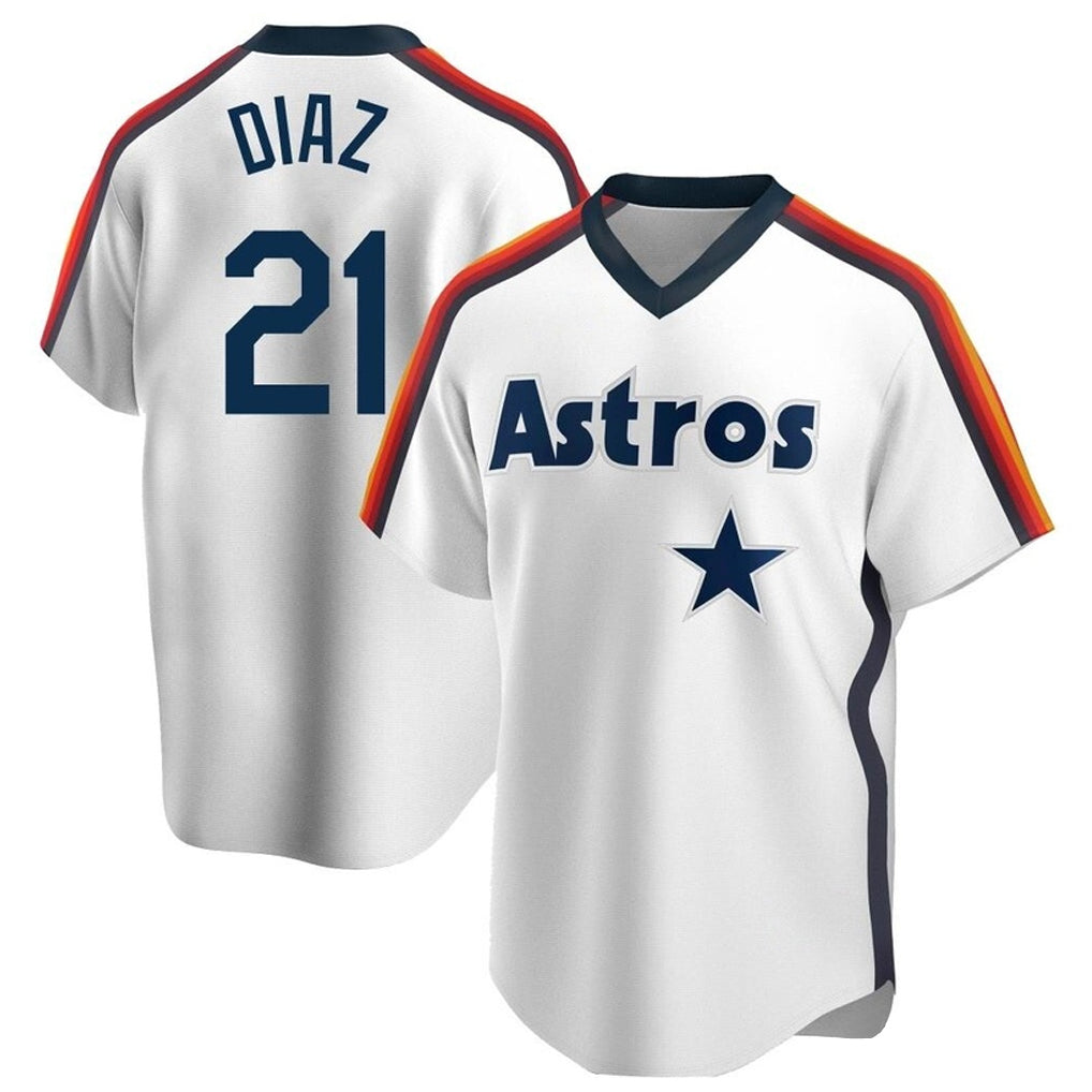 Davalo H.Astros #21 Yainer Diaz Player White Cooperstown Collection T-shirt Stitched Jerseys