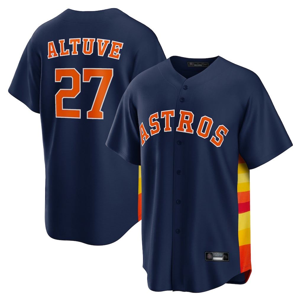 Davalo H.Astros #27 Jose Altuve Player Navy Home Game Stitched Jerseys