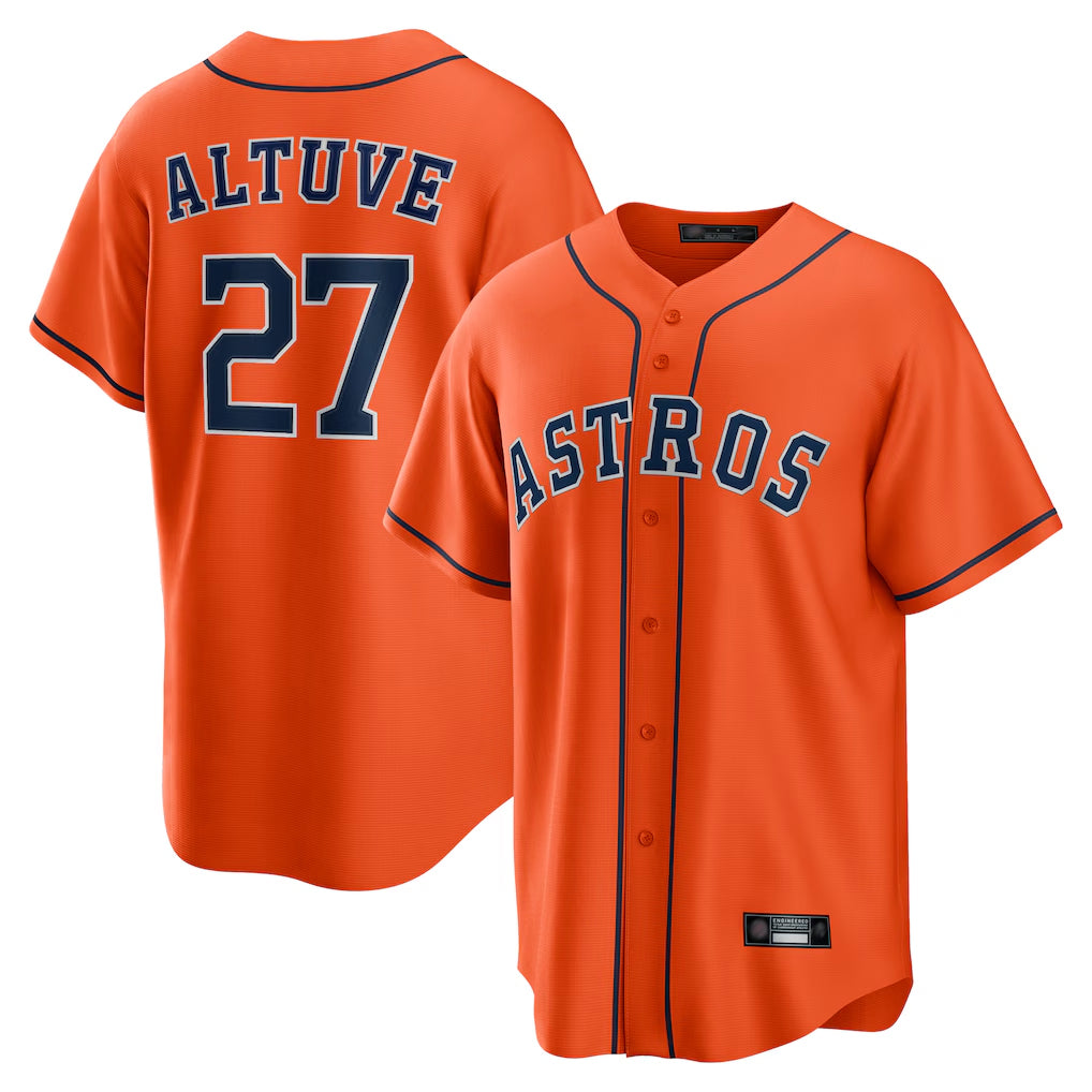 Davalo H.Astros #27 Jose Altuve Player Orange Home Game Stitched Jerseys