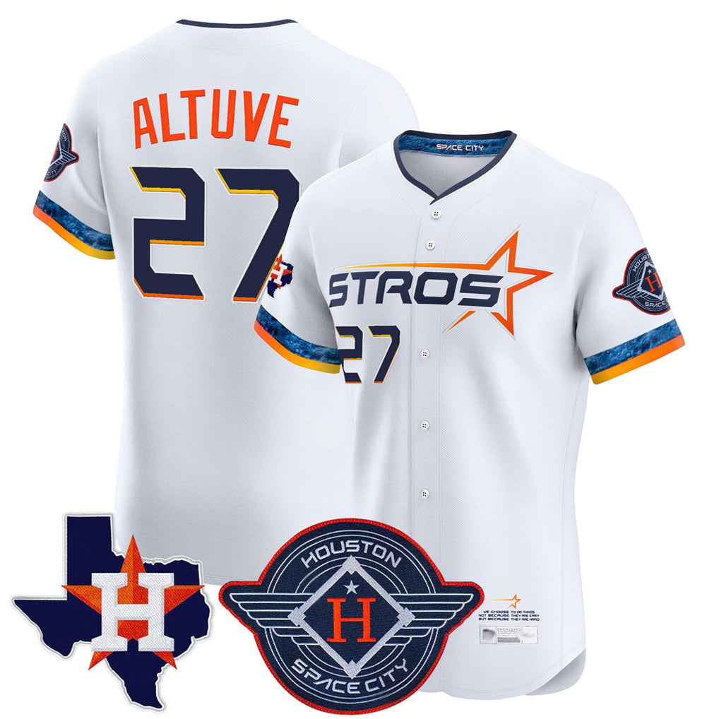 Davalo H.Astros #27 Jose Altuve Player White City Connect Texas Patch Vapor Premier Limited Elite Home Stitched Jerseys