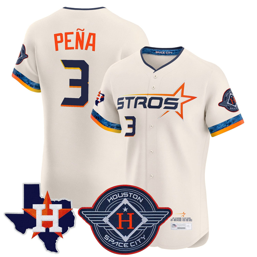 Davalo H.Astros #3 Jeremy Pe?a Player Cream City Connect Texas Patch Vapor Premier Limited Elite Home Stitched Jerseys
