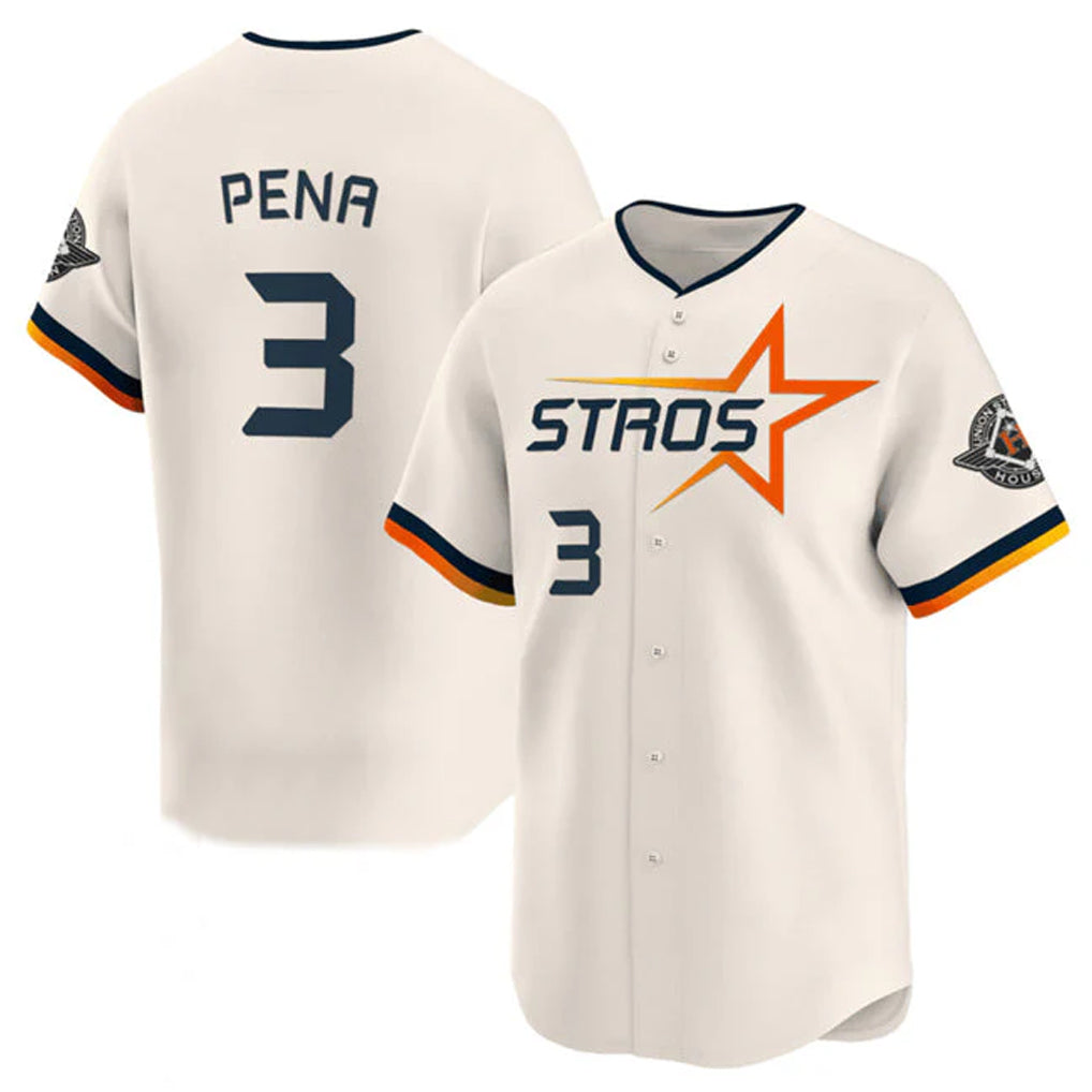 Davalo H.Astros #3 Jeremy Pe?a Player Cream Limited Home Stitched Jerseys