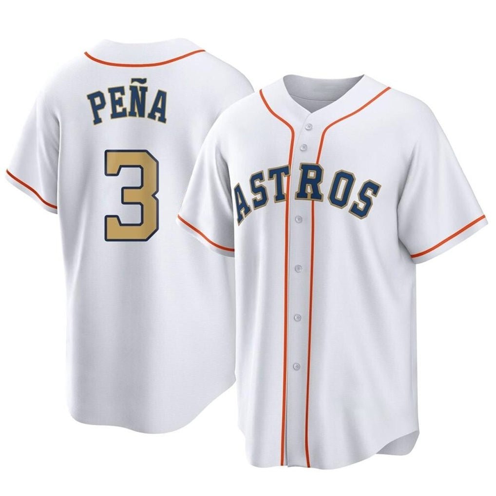 Davalo H.Astros #3 Jeremy Pe?a Player Gold Collection Game Home Stitched Jerseys