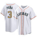 Davalo H.Astros #3 Jeremy Pe?a Player Gold Collection Game Home Stitched Jerseys