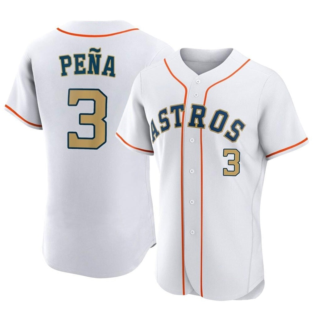 Davalo H.Astros #3 Jeremy Pe?a Player Gold Collection Limited Elite Home Stitched Jerseys