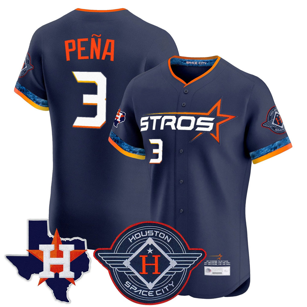 Davalo H.Astros #3 Jeremy Pe?a Player Navy City Connect Texas Patch Vapor Premier Limited Elite Home Stitched Jerseys