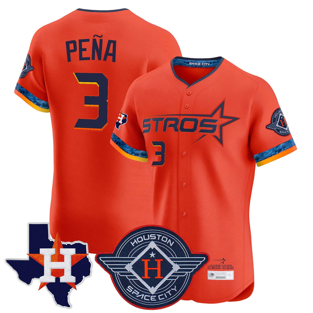 Davalo H.Astros #3 Jeremy Pe?a Player Orange City Connect Texas Patch Vapor Premier Limited Elite Home Stitched Jerseys