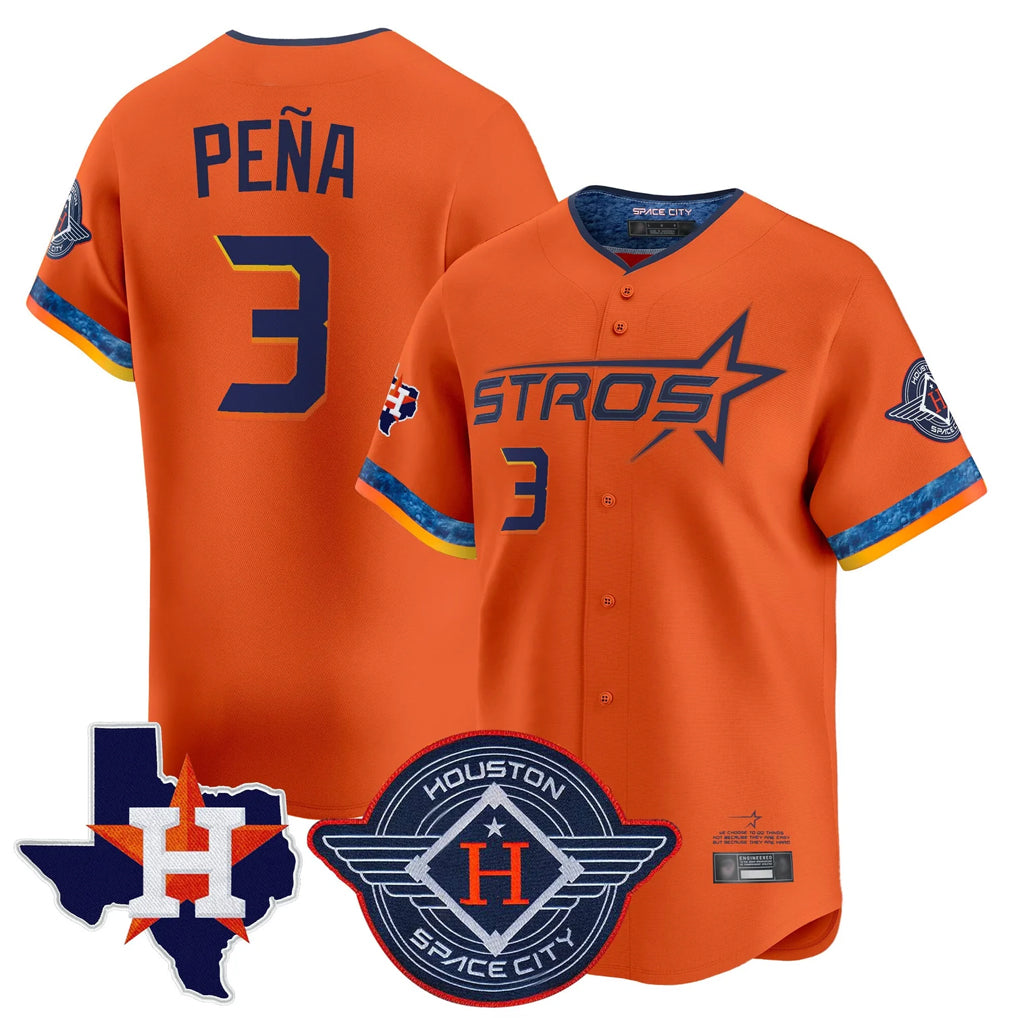 Davalo H.Astros #3 Jeremy Pe?a Player Orange City Connect Texas Patch Vapor Premier Limited Home Stitched Jerseys