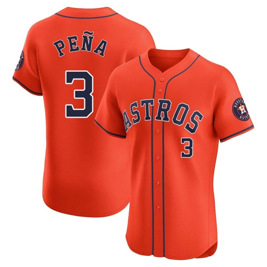 Davalo H.Astros #3 Jeremy Pe?a Player Orange Home Limited Elite Stitched Jerseys