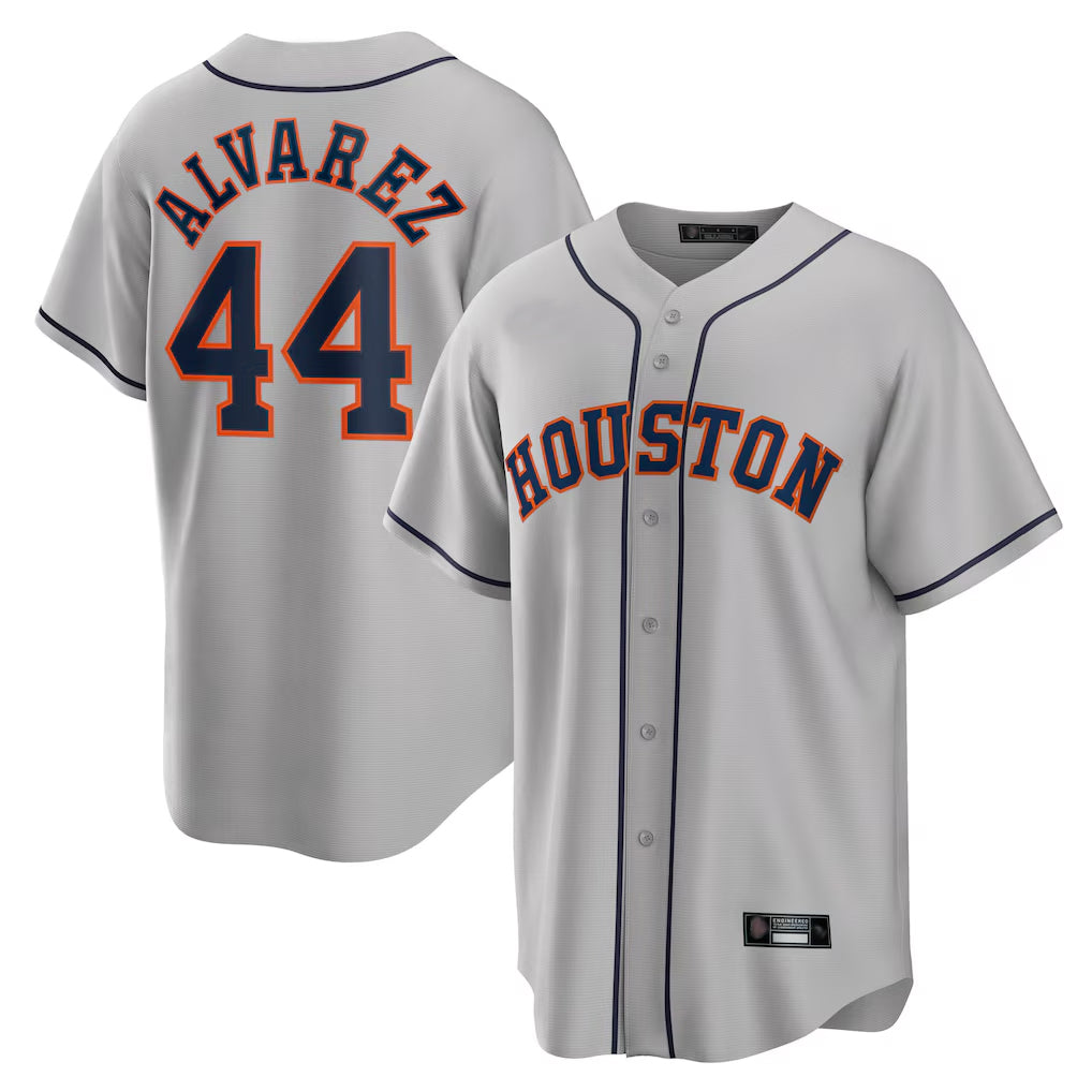 Davalo H.Astros #44 Yordan Alvarez Player Gray Home Game Stitched Jerseys