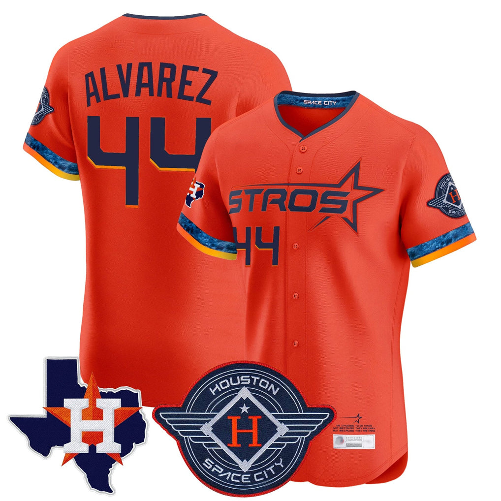 Davalo H.Astros #44 Yordan Alvarez Player Orange City Connect Texas Patch Vapor Premier Limited Elite Home Stitched Jerseys