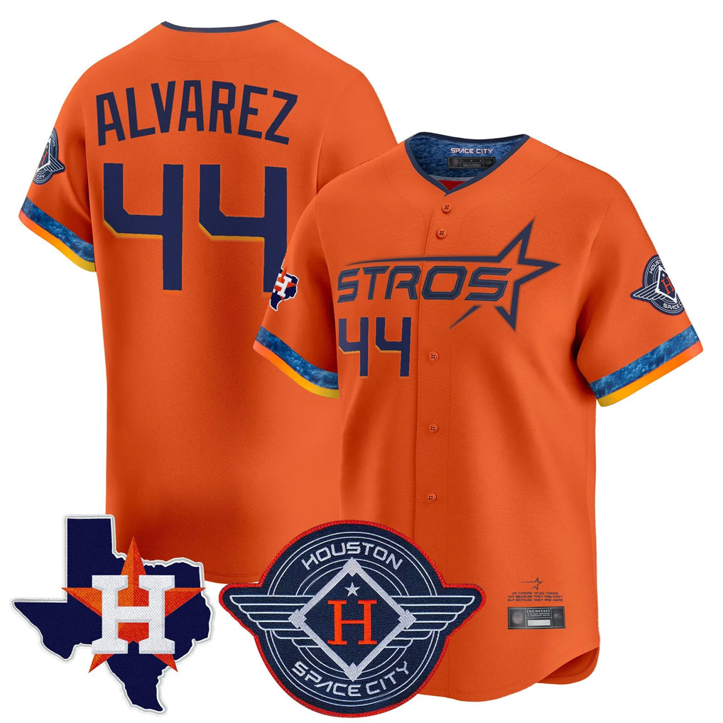 Davalo H.Astros #44 Yordan Alvarez Player Orange City Connect Texas Patch Vapor Premier Limited Home Stitched Jerseys