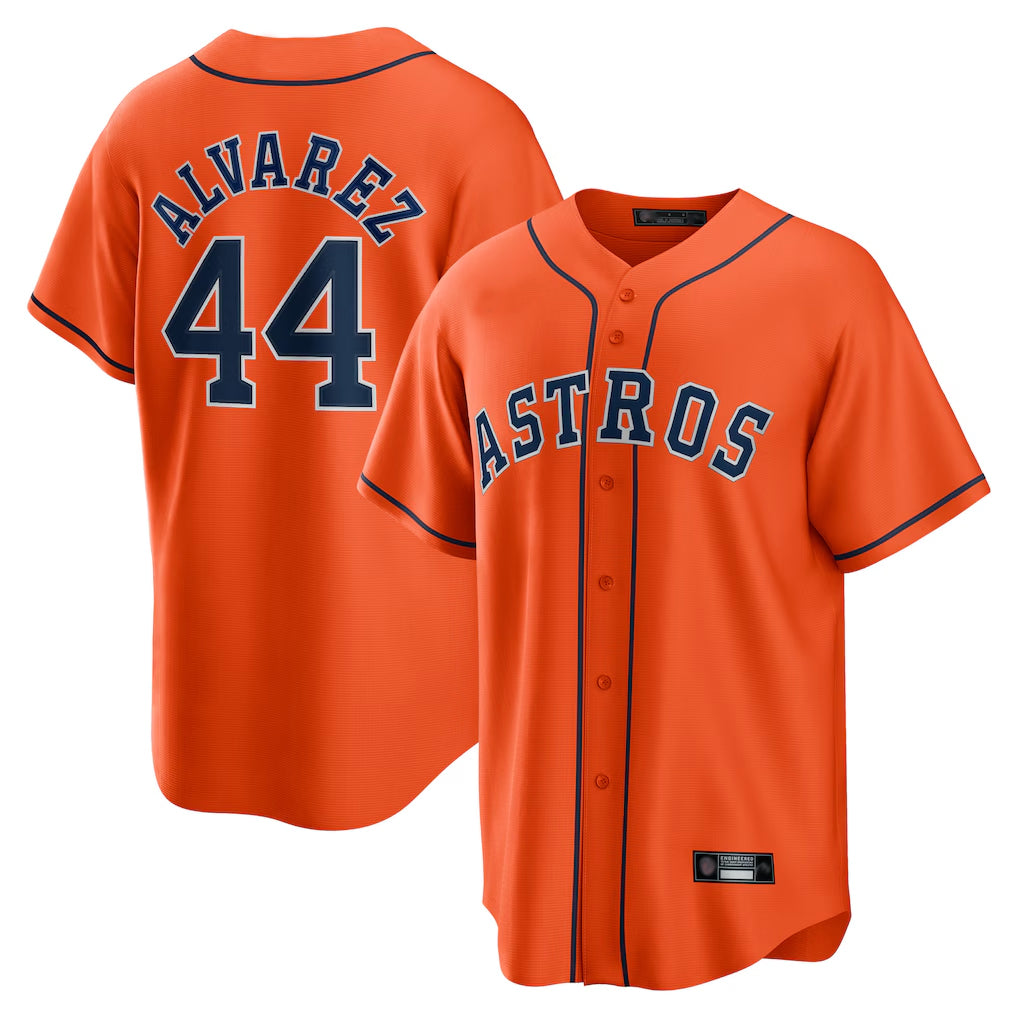 Davalo H.Astros #44 Yordan Alvarez Player Orange Home Game Stitched Jerseys