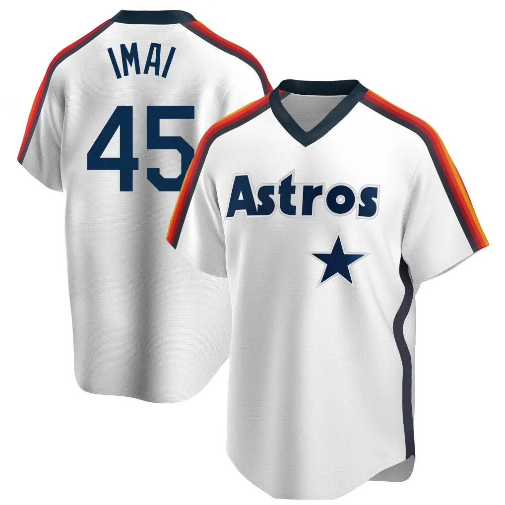 Davalo H.Astros #45 Tatsuya Imai Player White Cooperstown Collection T-shirt Stitched Jerseys