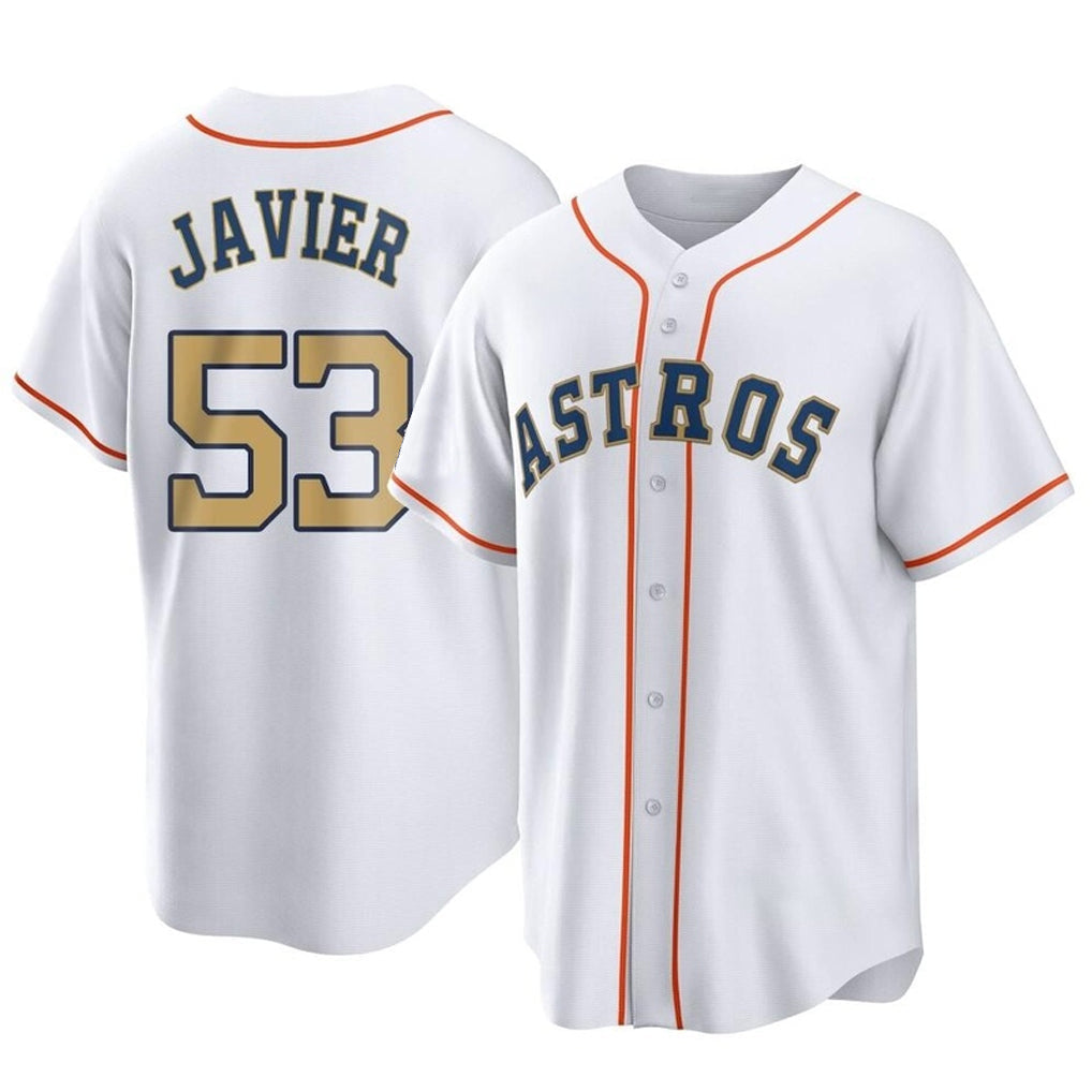 Davalo H.Astros #53 Cristian Javier Player Gold Collection Game Home Stitched Jerseys