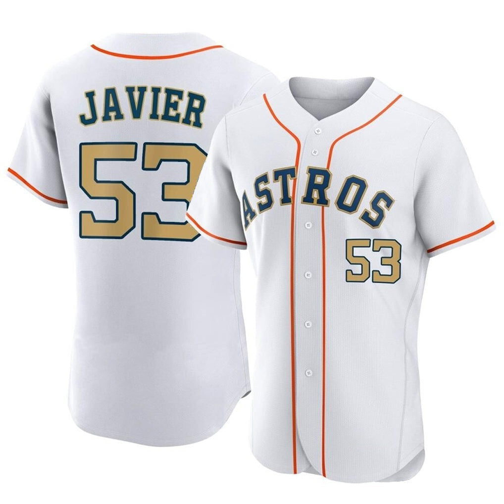 Davalo H.Astros #53 Cristian Javier Player Gold Collection Limited Elite Home Stitched Jerseys