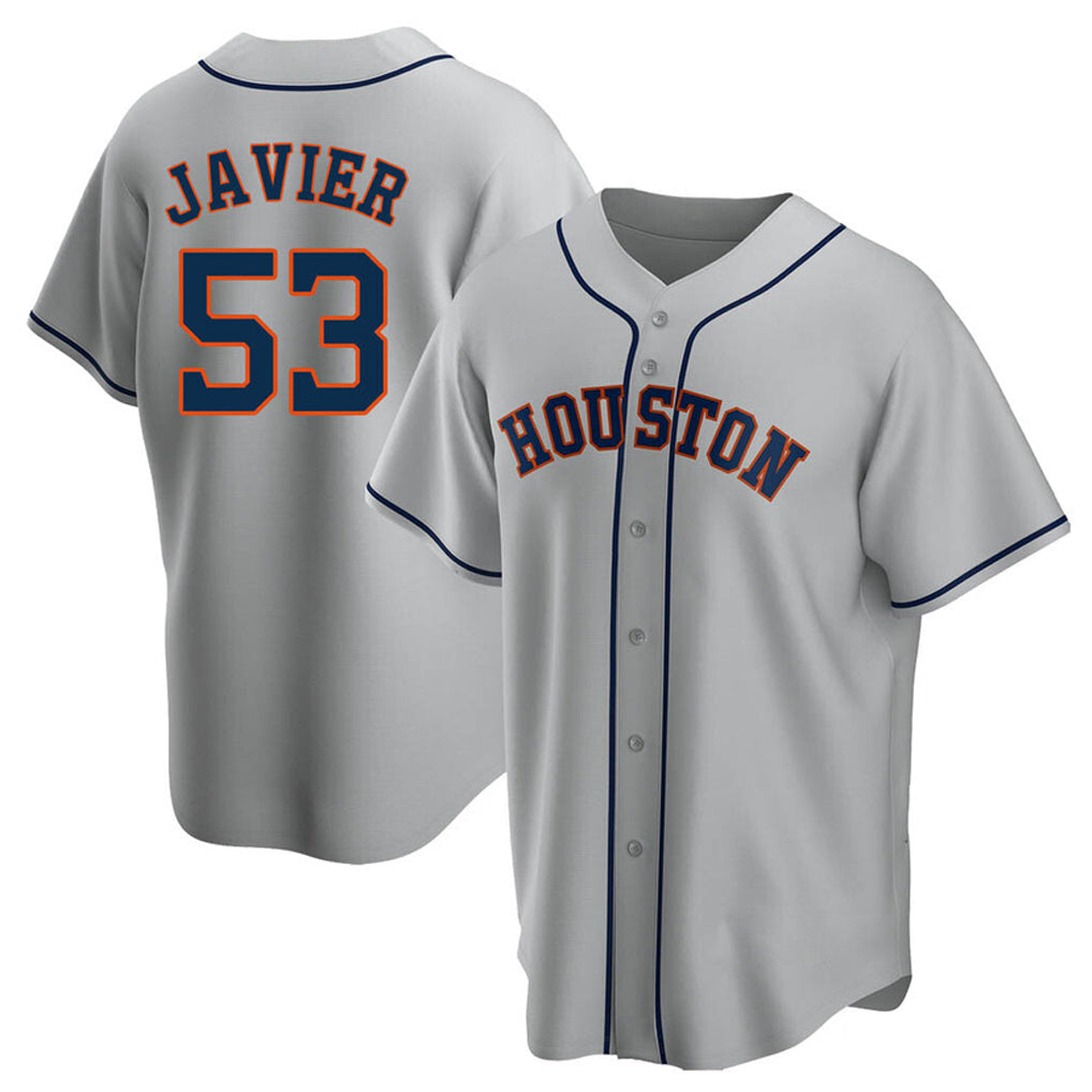 Davalo H.Astros #53 Cristian Javier Player Gray Home Game Stitched Jerseys