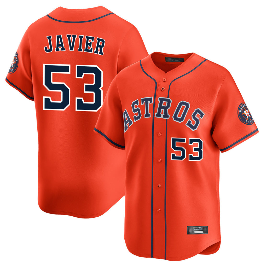 Davalo H.Astros #53 Cristian Javier Player Orange Home Limited Stitched Jerseys