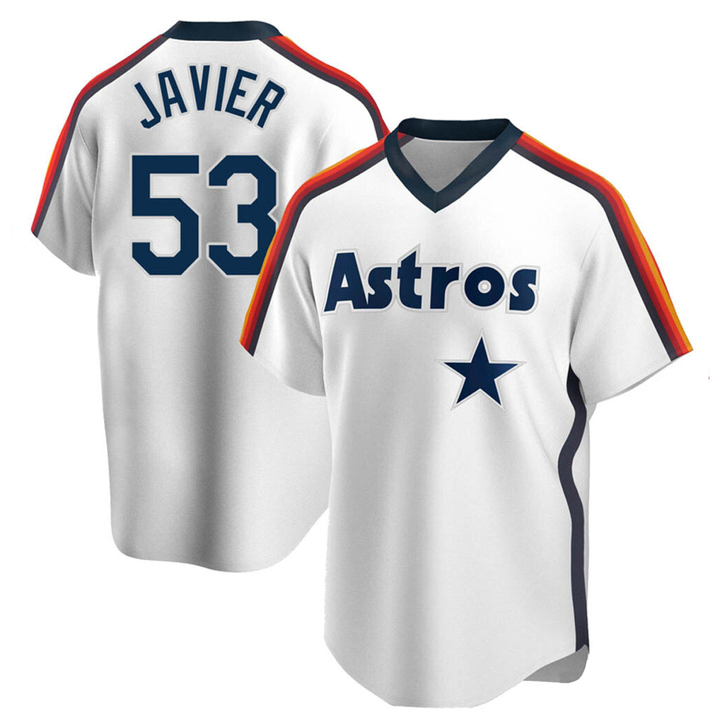 Davalo H.Astros #53 Cristian Javier Player White Cooperstown Collection T-shirt Stitched Jerseys
