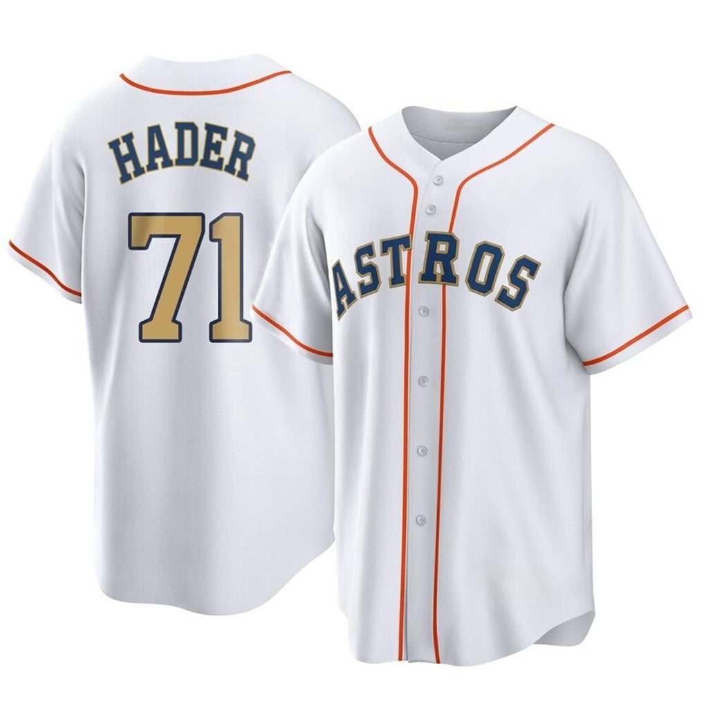 Davalo H.Astros #71 Josh Hader Player Gold Collection Game Home Stitched Jerseys