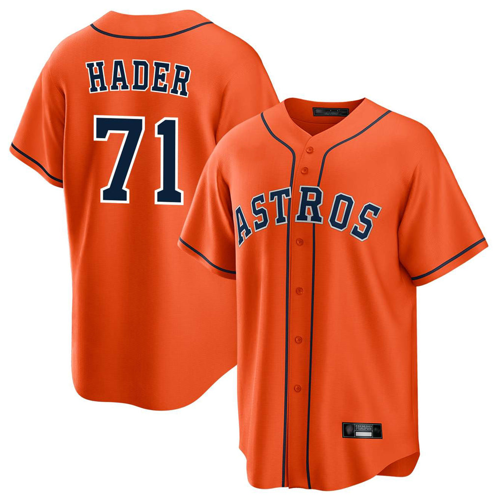 Davalo H.Astros #71 Josh Hader Player Orange Home Game Stitched Jerseys