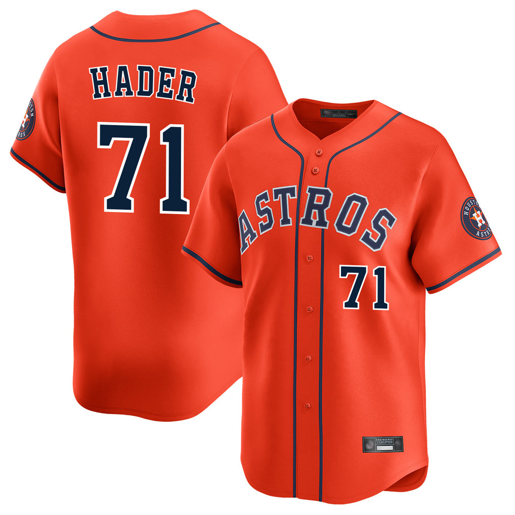 Davalo H.Astros #71 Josh Hader Player Orange Home Limited Stitched Jerseys