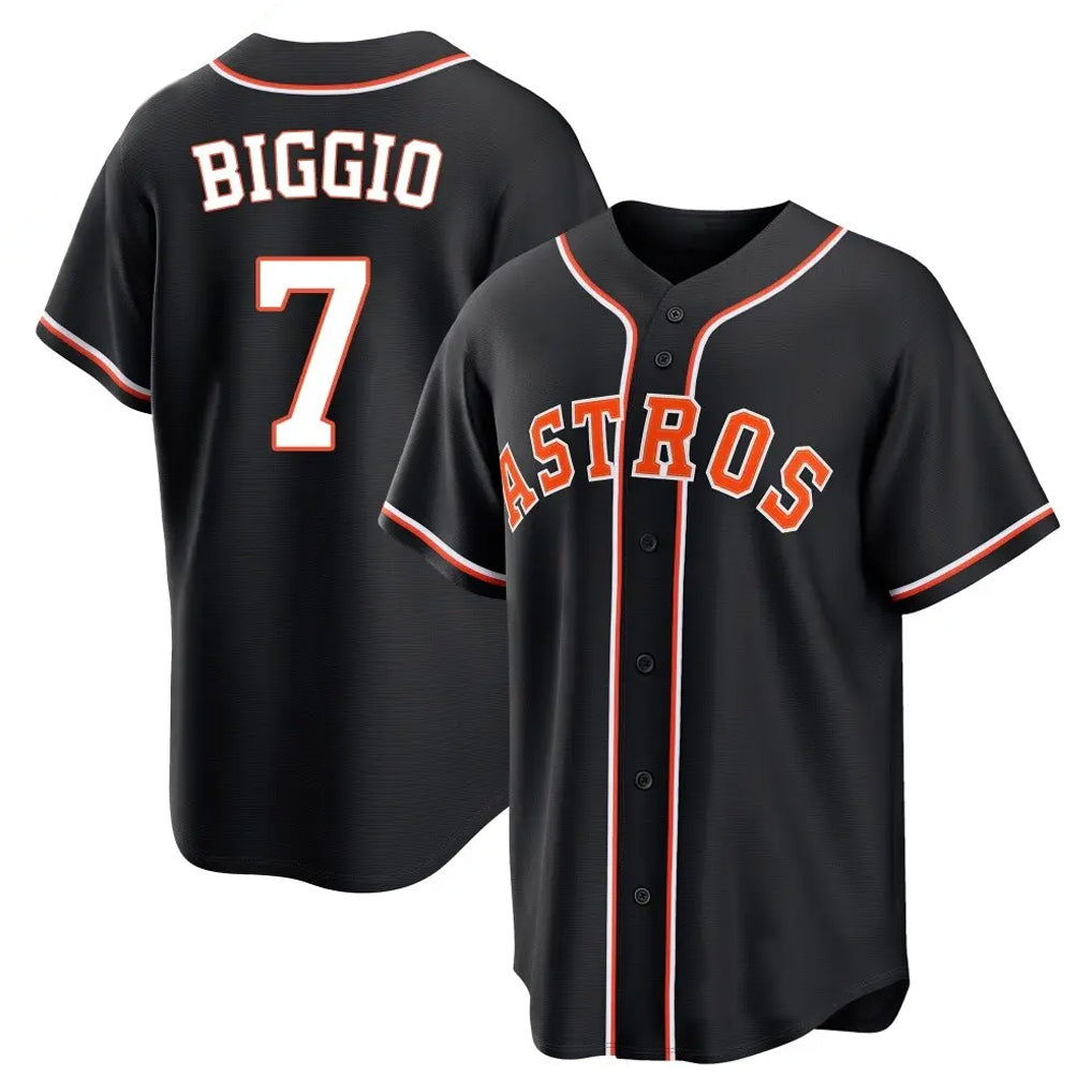 Davalo H.Astros #7 Craig Biggio Player Black Fashion Out Home Game Stitched Jerseys