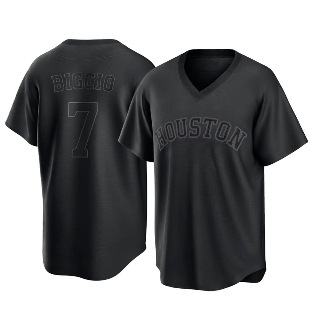 Davalo H.Astros #7 Craig Biggio Player Black Fashion T-shirt Home Game Stitched Jerseys