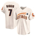 Davalo H.Astros #7 Craig Biggio Player Cream Throwback Cooperstown Collection Limited Stitched Jerseys