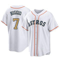 Davalo H.Astros #7 Craig Biggio Player Gold Collection Game Home Stitched Jerseys