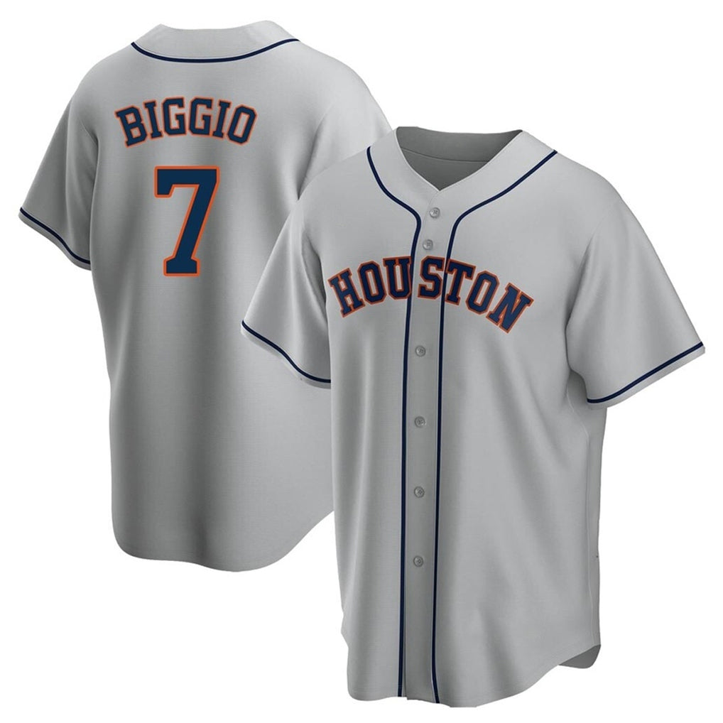 Davalo H.Astros #7 Craig Biggio Player Gray Home Game Stitched Jerseys
