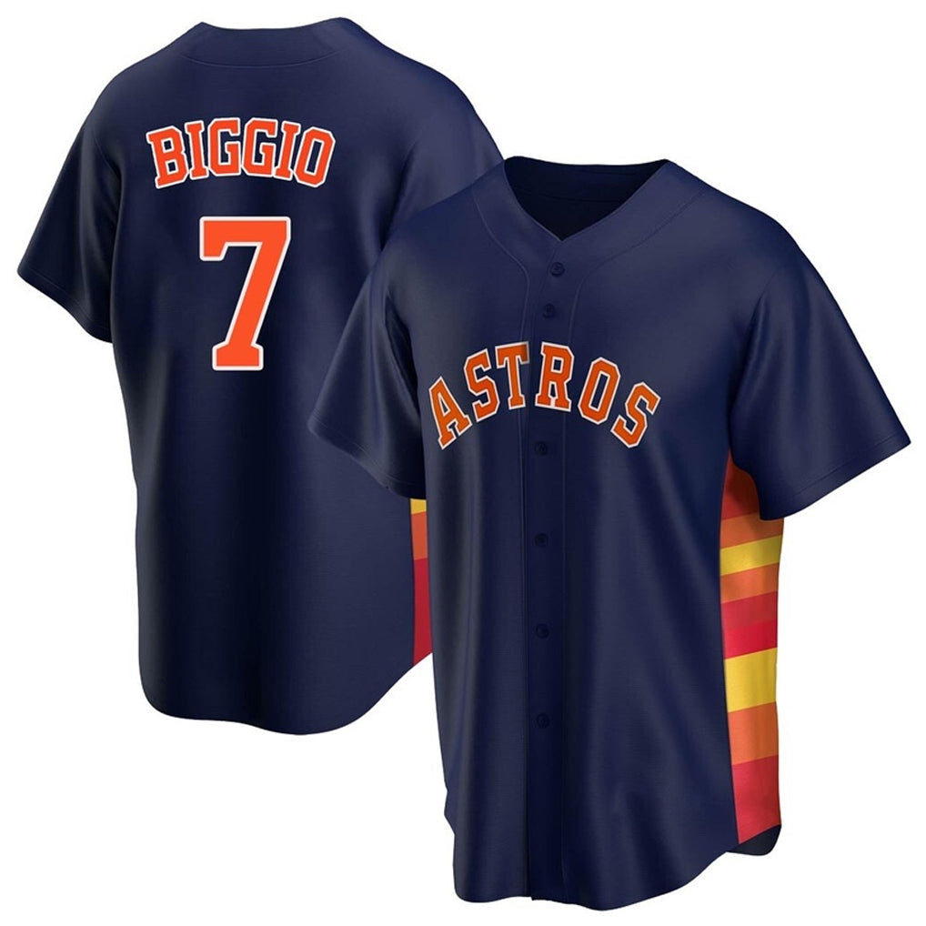 Davalo H.Astros #7 Craig Biggio Player Navy Home Game Stitched Jerseys