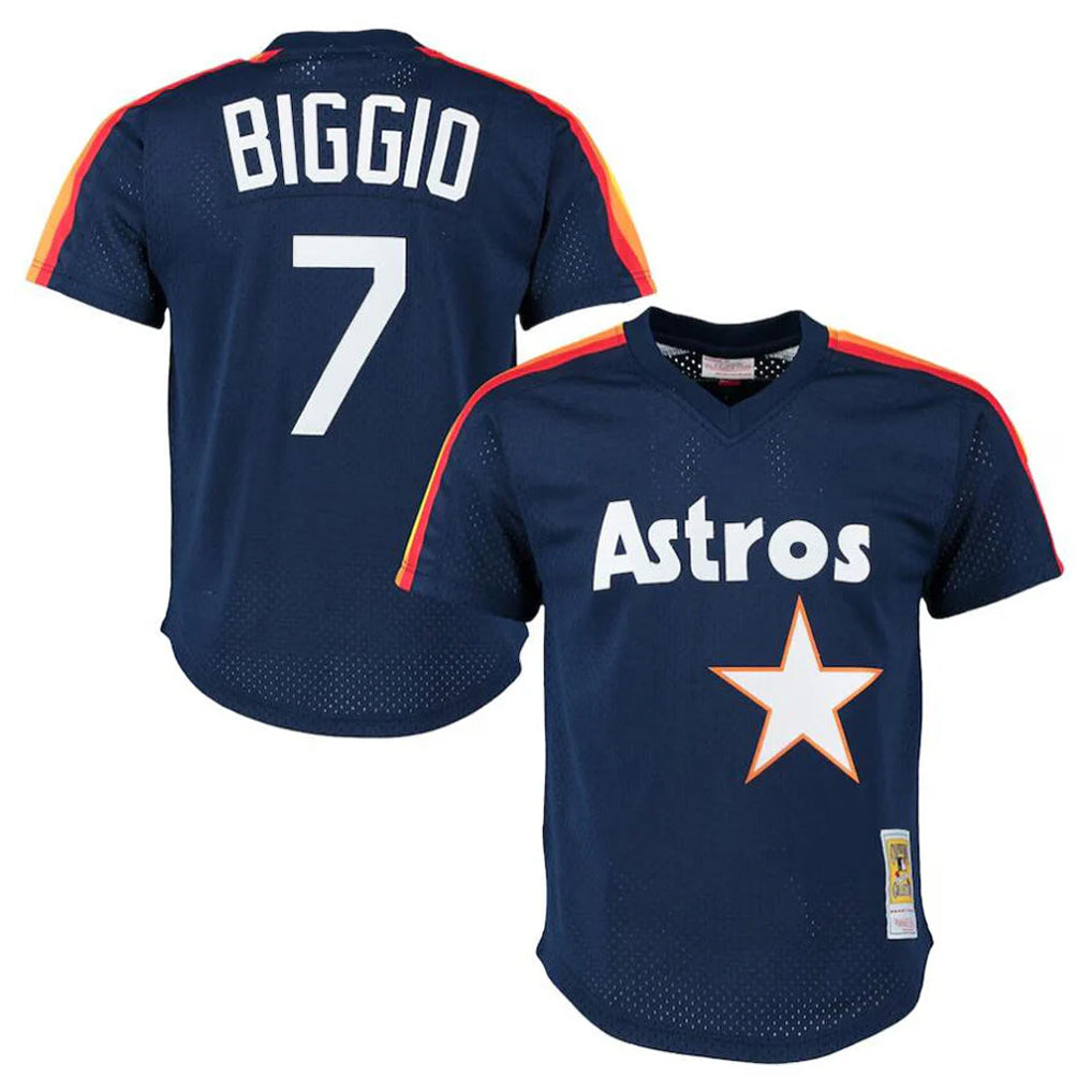 Davalo H.Astros #7 Craig Biggio Player Navy Mitchell & Ness Cooperstown Mesh Limited Stitched Jerseys